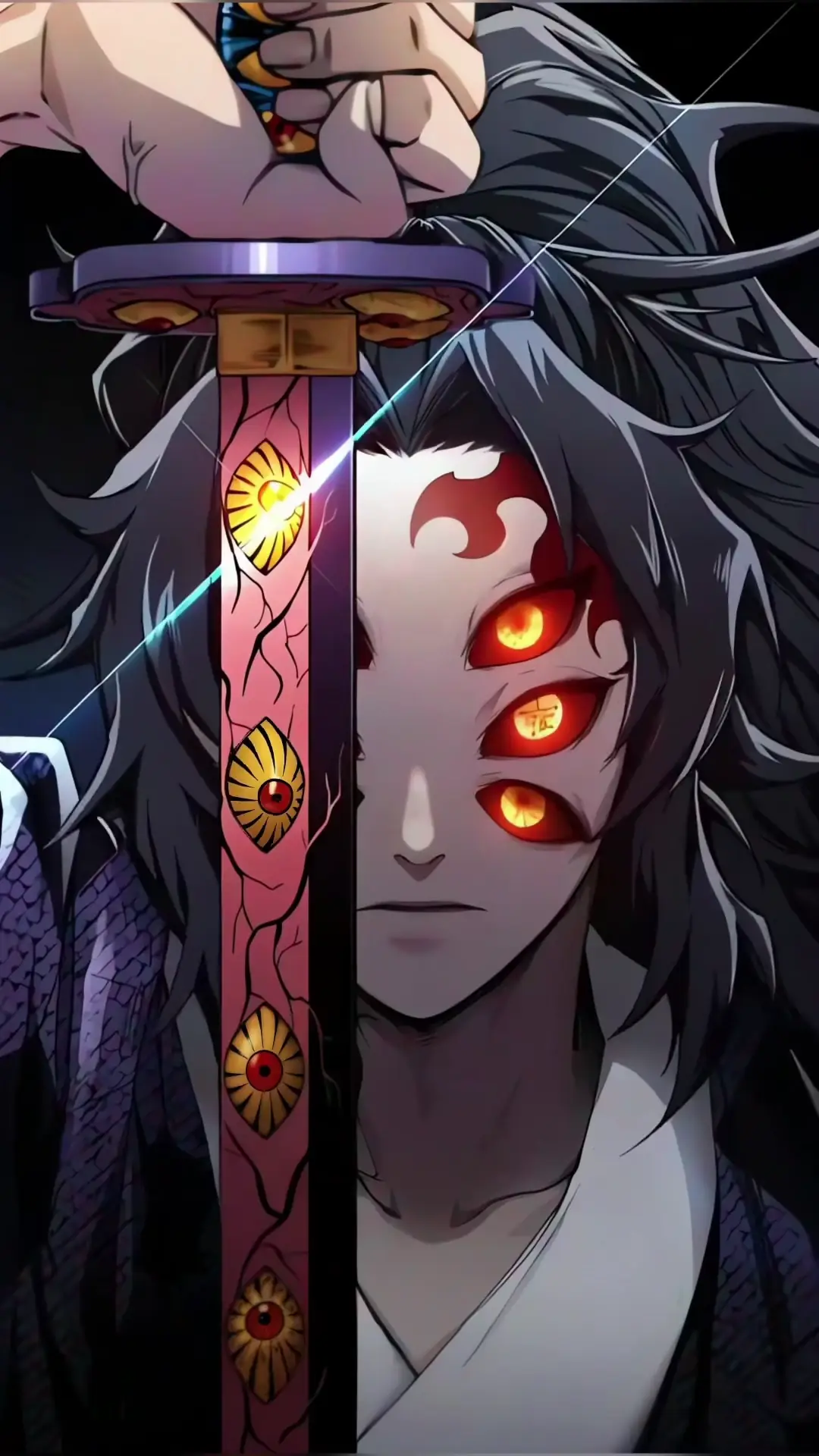 Kokushibo Holding Katana with Eye Patterns