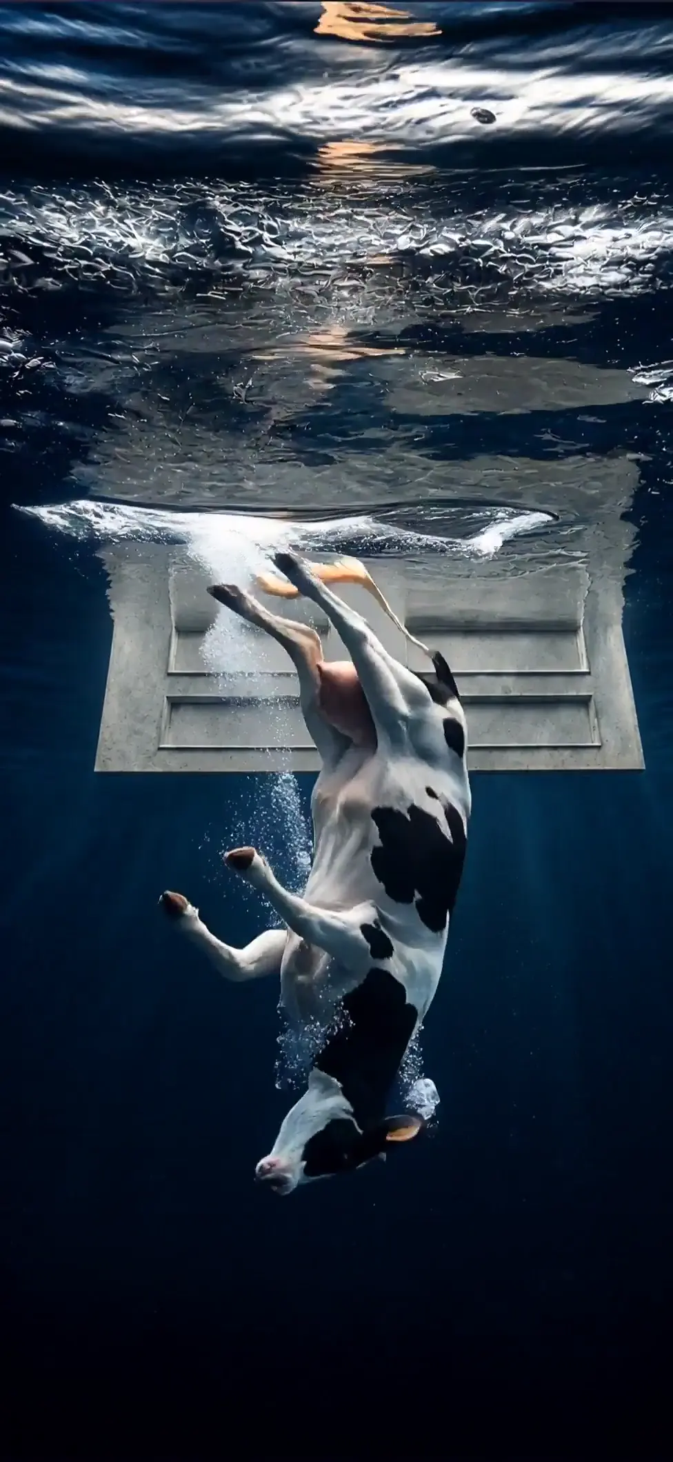 Surreal Underwater Cow Live 4K Wallpaper for Mobile