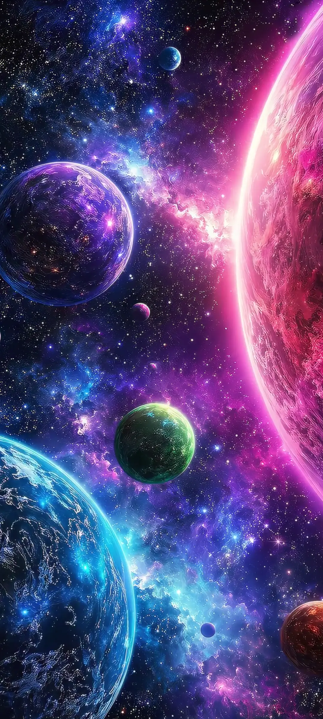 Vibrant Cosmic Planets 4K Space Live Wallpaper