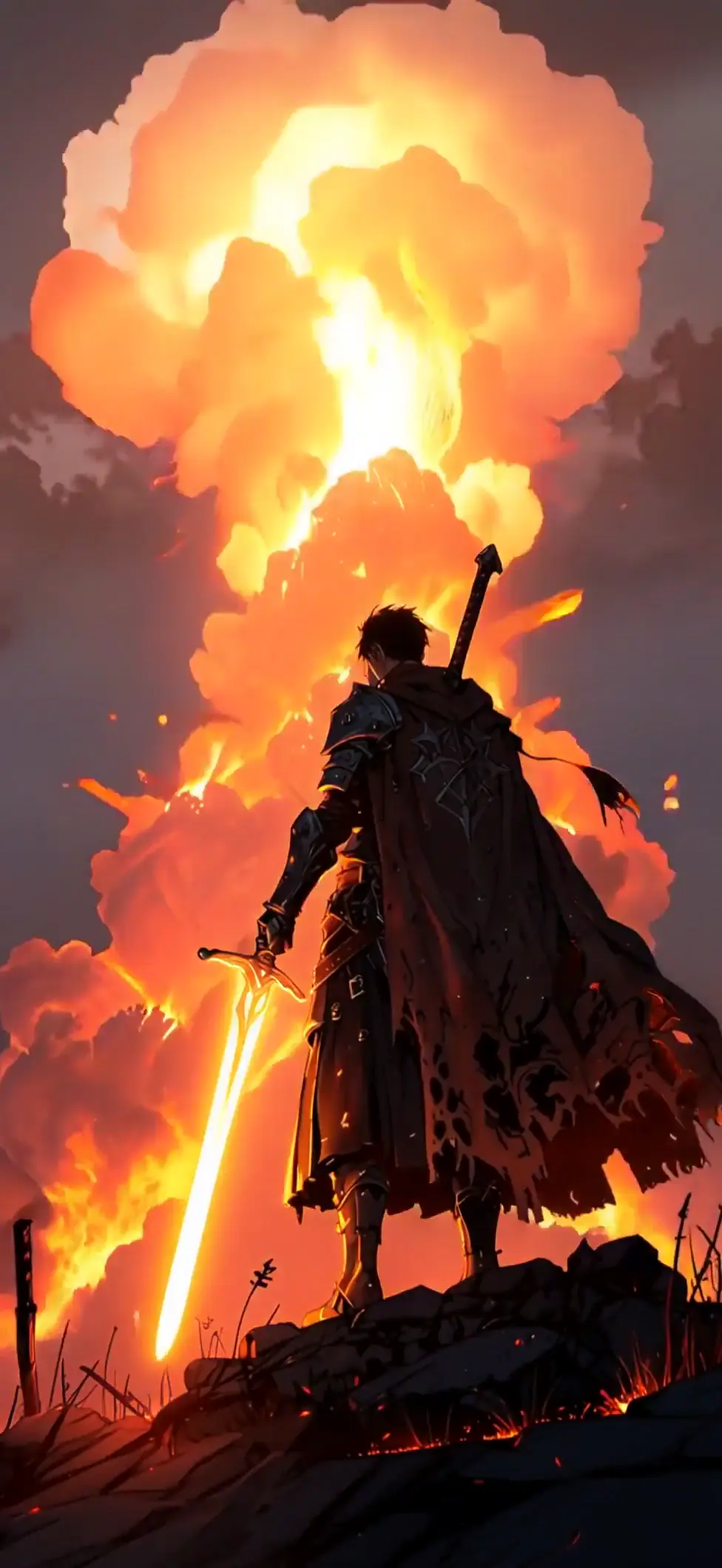 Epic Dark Knight Anime Volcanic Live Wallpaper