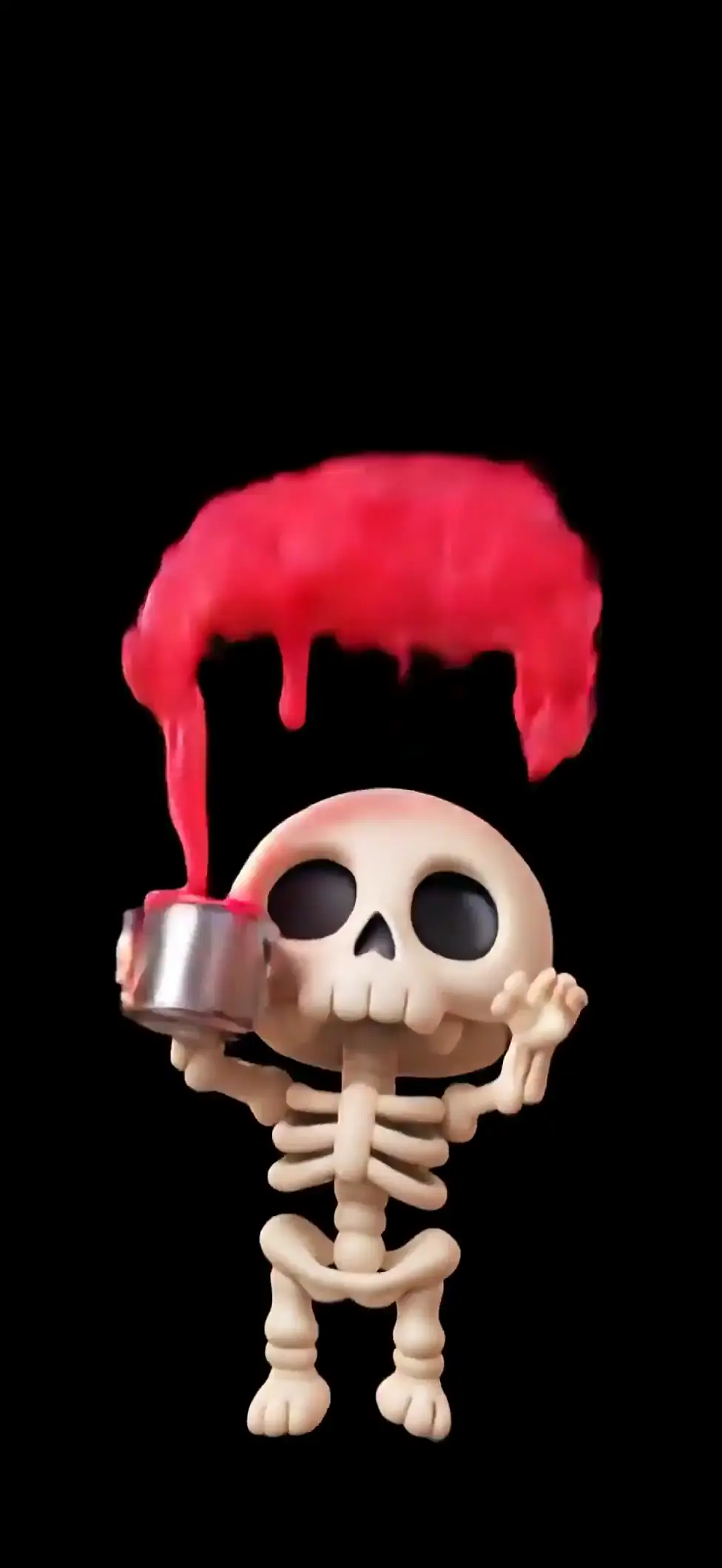 Chibi Skeleton with Red Paint Live Wallpaper for iPhone