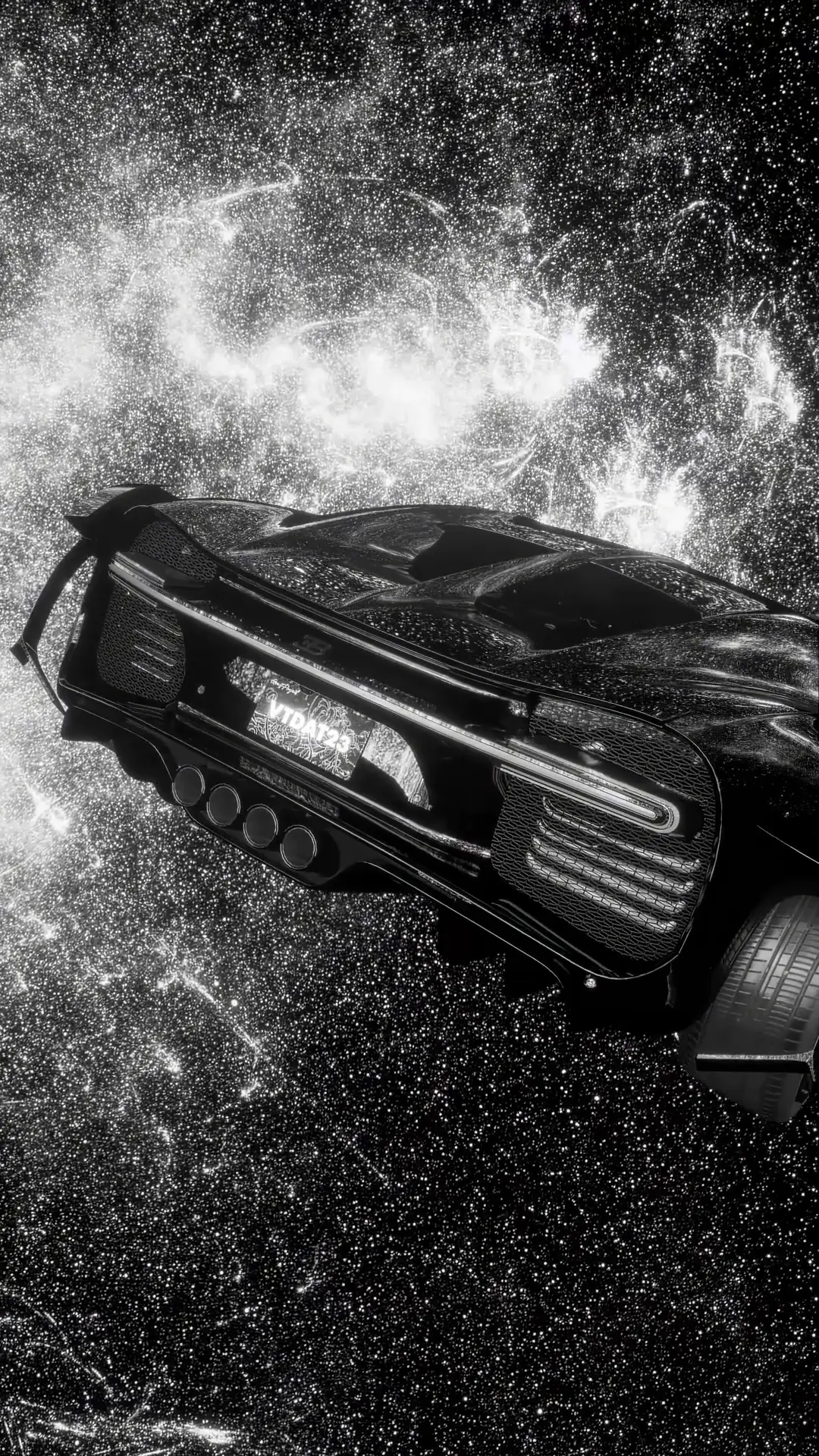 Futuristic Bugatti Chiron Hypercar in Galaxy Space