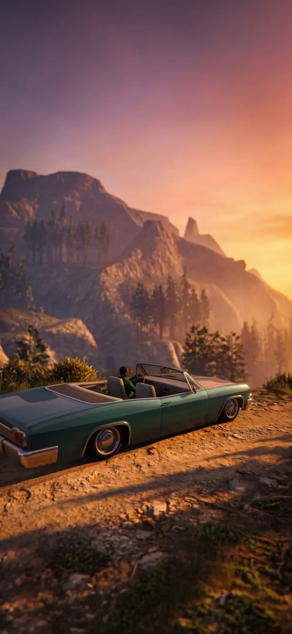 Classic Convertible at Sunset in GTA San Andreas 4K
