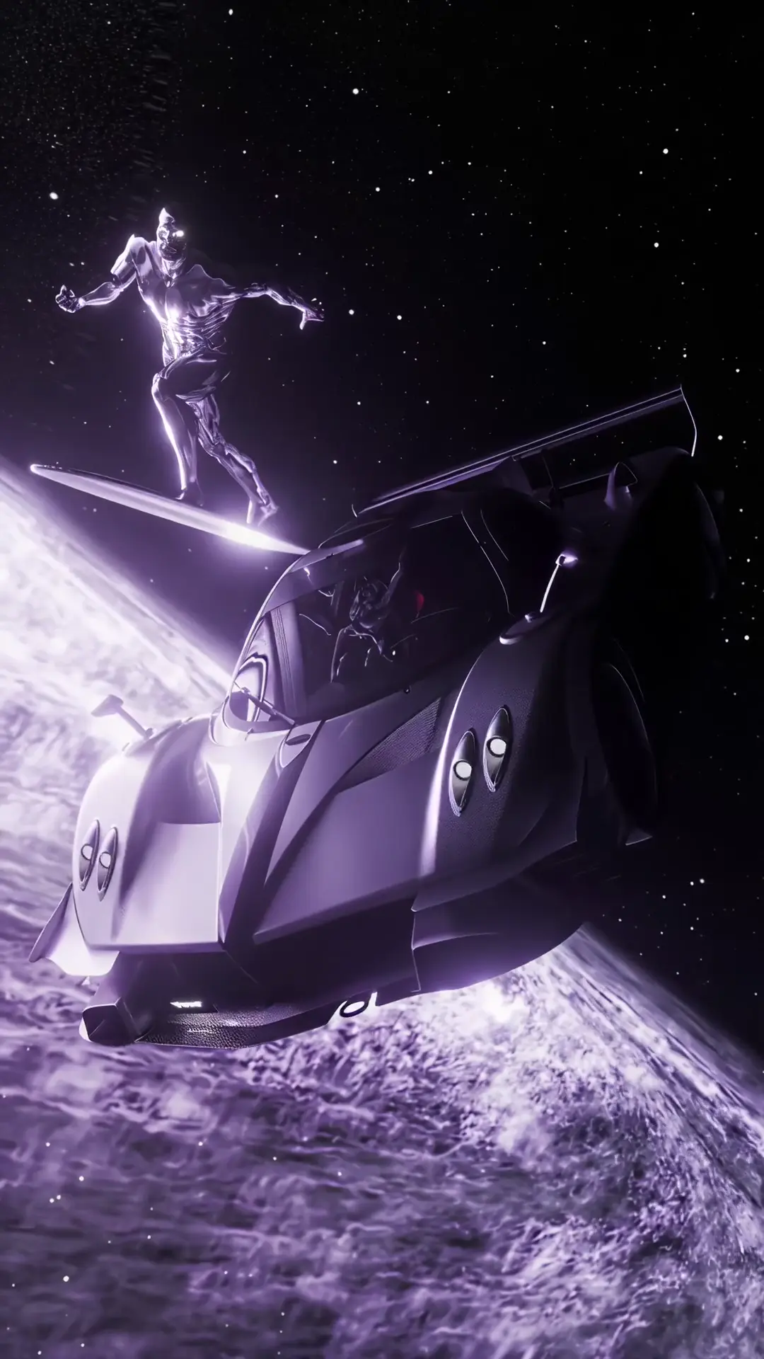 Pagani Car and Astronaut in Outer Space Live Wallpaper