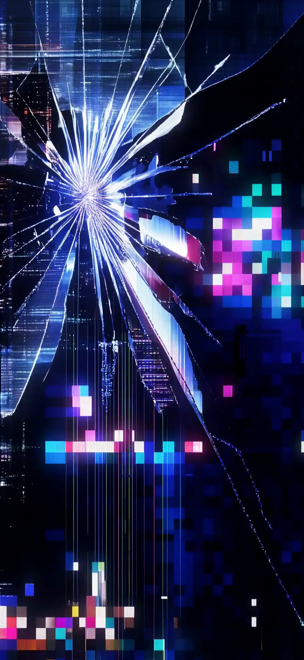 Cyber Glitch Cracked Screen 4K Live Wallpaper