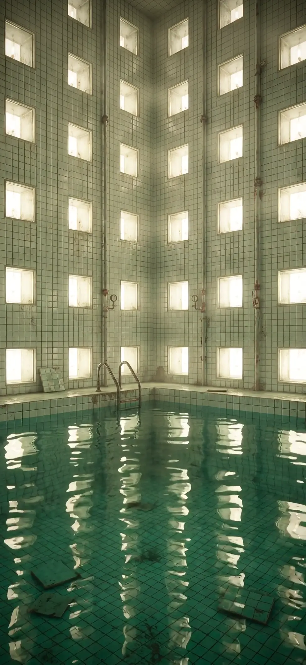Eerie Liminal Space Retro Pool 4K Live Wallpaper