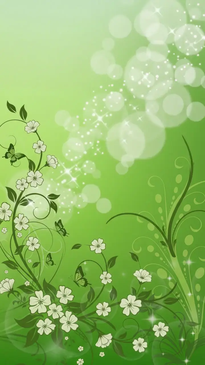 Sparkling Green Vector Floral Live Wallpaper Design