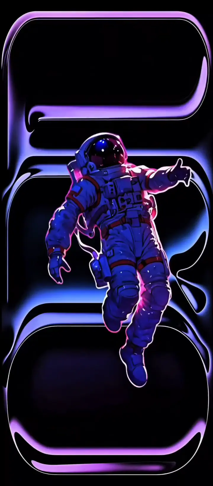 Neon Astronaut Floating in Space Live Wallpaper