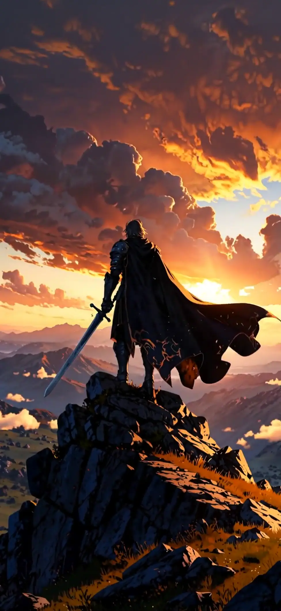 Epic Fantasy Warrior at Sunset 4K Live Wallpaper