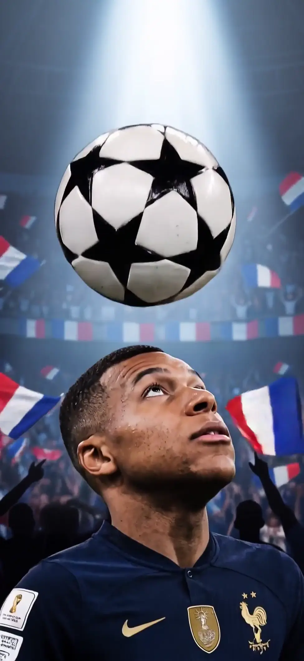 Kylian Mbappe Balancing Football Headshot 4K Wallpaper