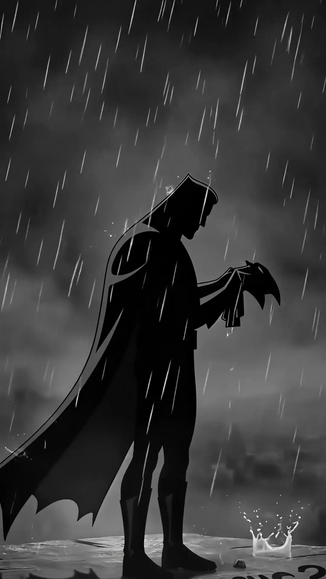 Batman Silhouette in Rain Animated 4K Wallpaper