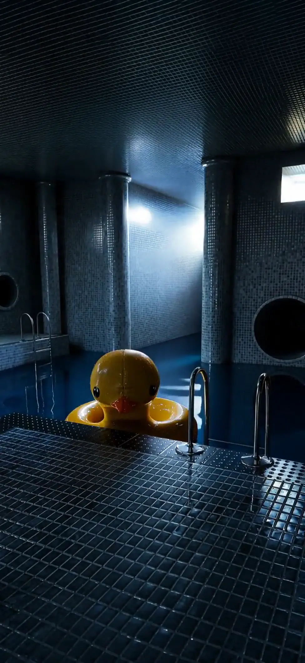 Surreal Liminal Pool with Rubber Duck 4K Live Wallpaper
