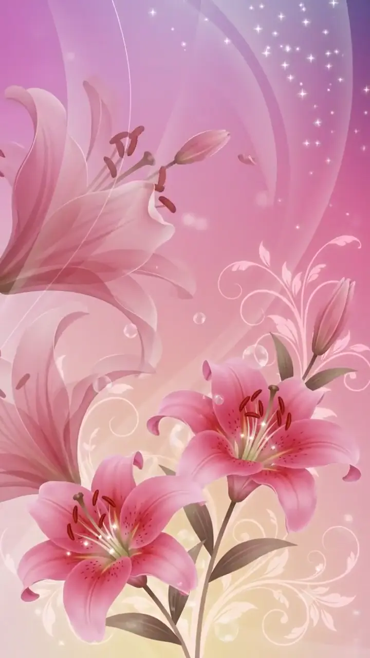 Pink Lily Floral Live Wallpaper in 4K for Mobile