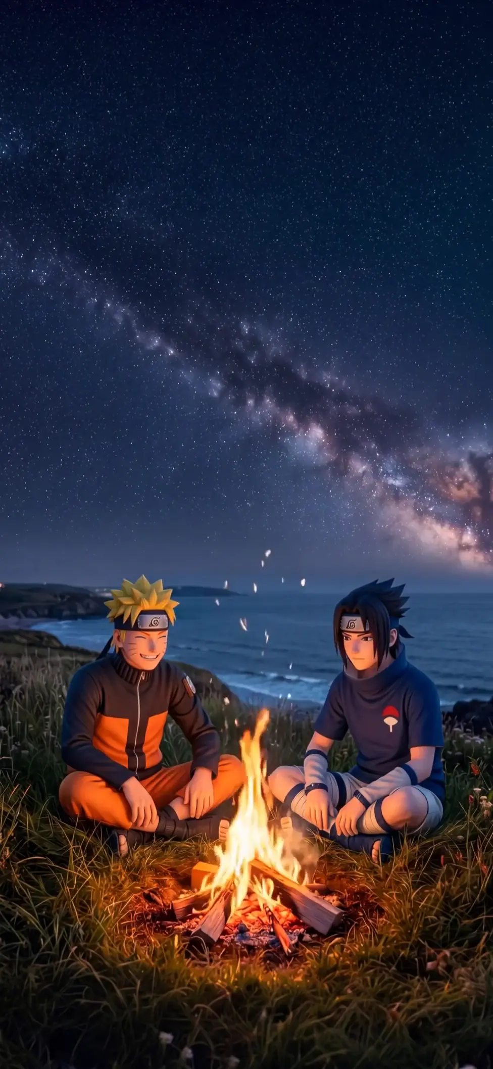 Naruto and Sasuke Campfire Anime Live Wallpaper 4K