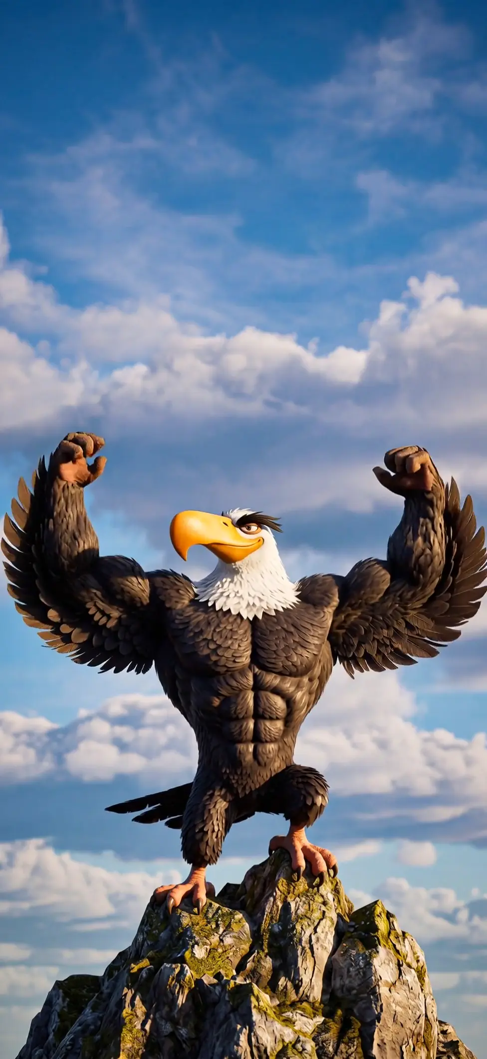 Muscular Bald Eagle Flexing Live 4K Wallpaper