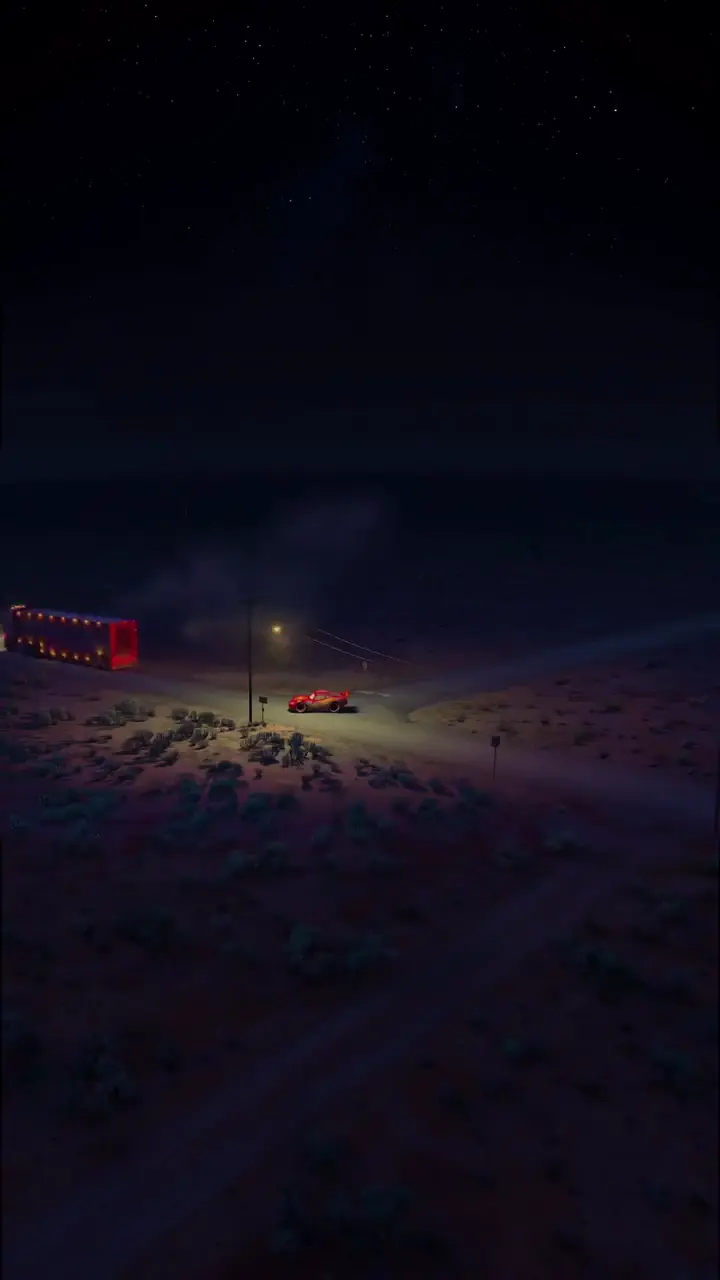 Lightning McQueen Night Desert Live Wallpaper in 4K