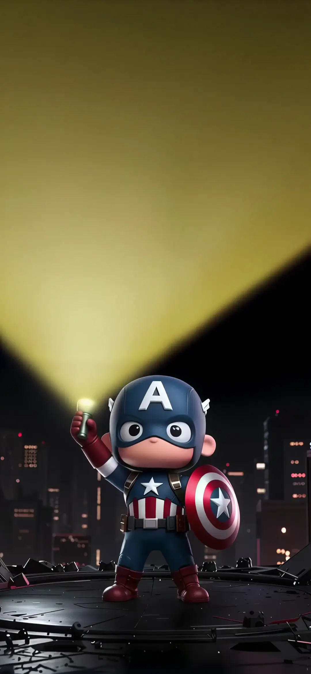 Chibi Captain America Flashlight 4K Live Wallpaper