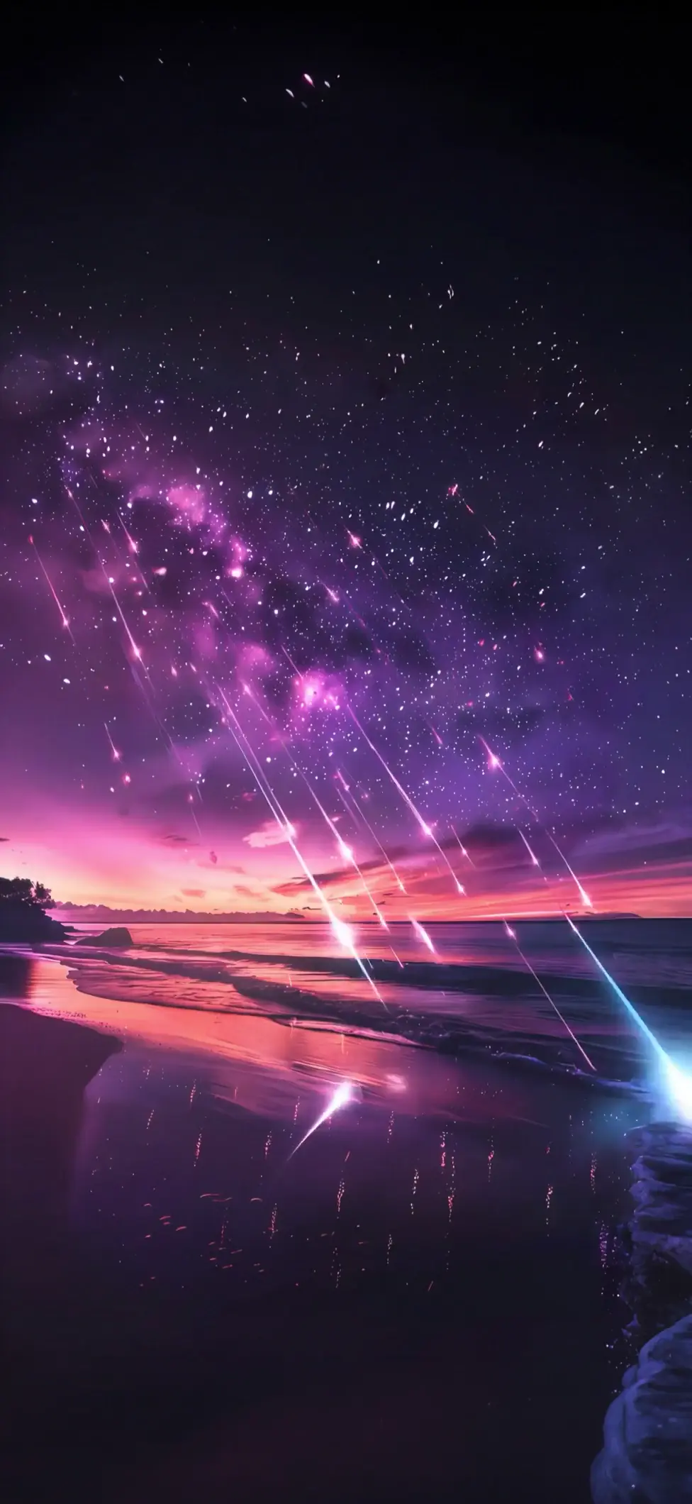 Purple Meteor Shower Night Sky 4K Live Wallpaper