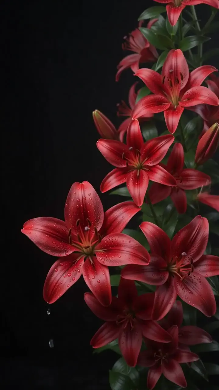 Glistening Red Lilies Winter Live Wallpaper in 4K