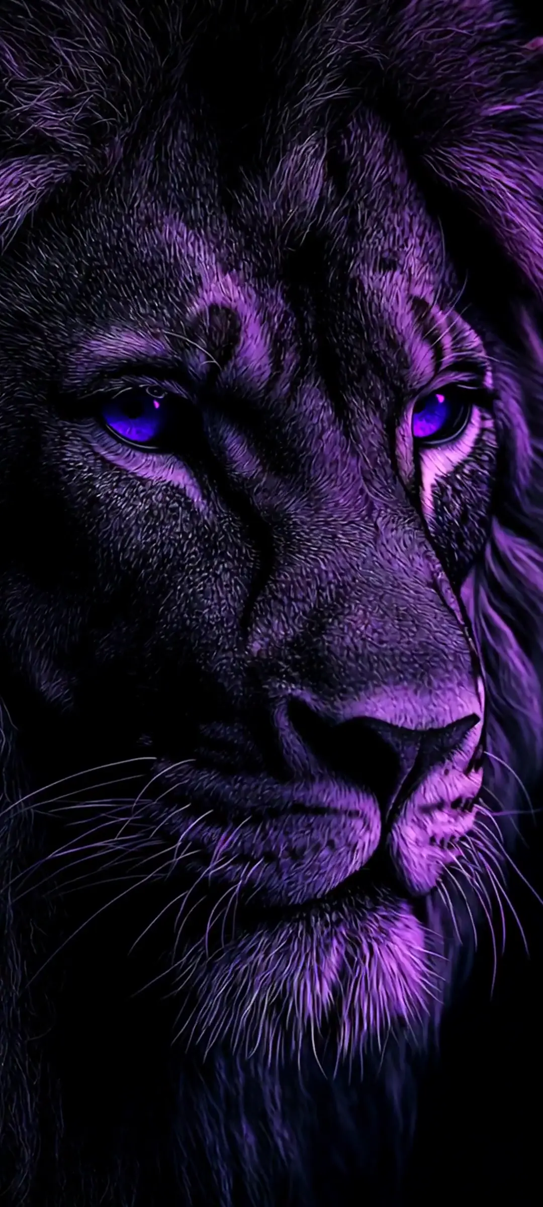 Mystic Lion with Glowing Purple Eyes 4K Live Wallpaper