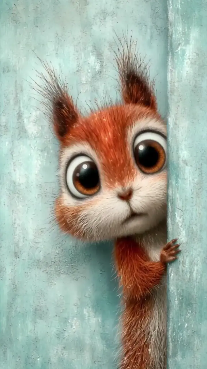 Adorable Big-Eyed Cartoon Squirrel Live Wallpaper