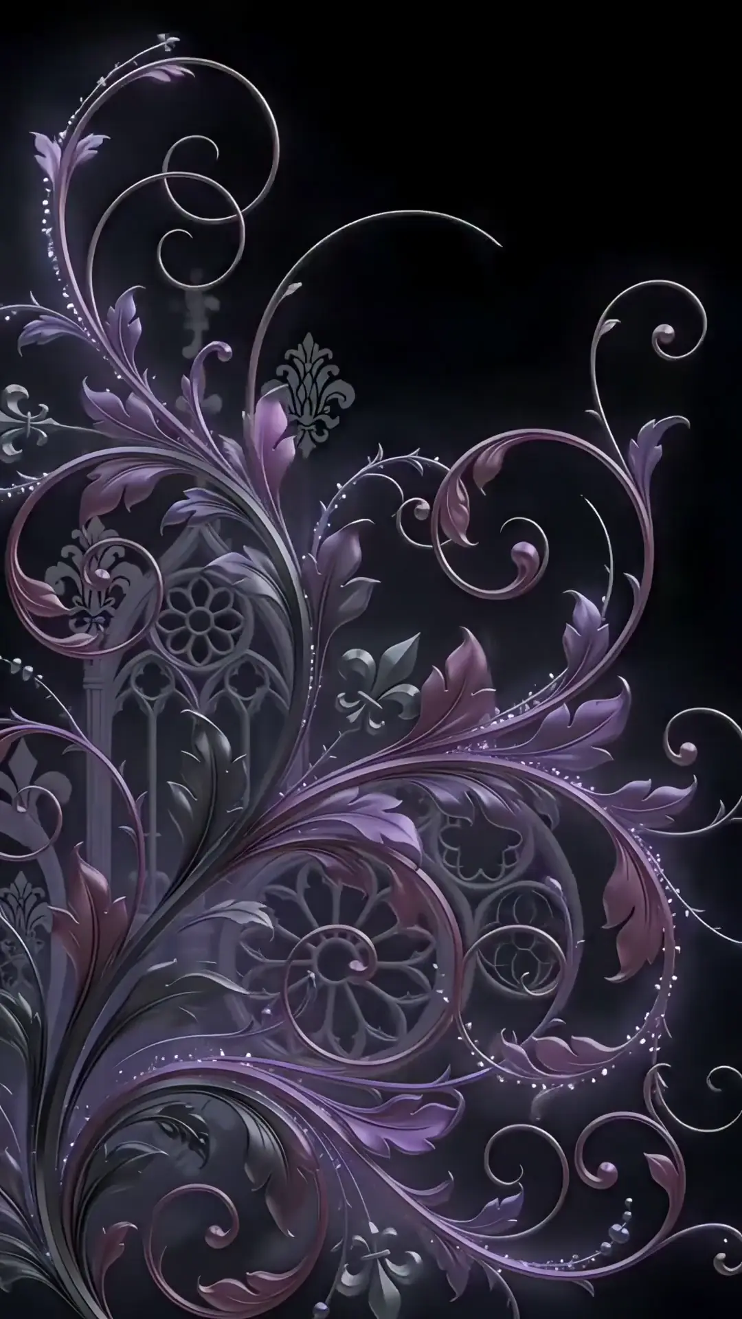 Violet Gothic Ornate Scrollwork Live Wallpaper 4K