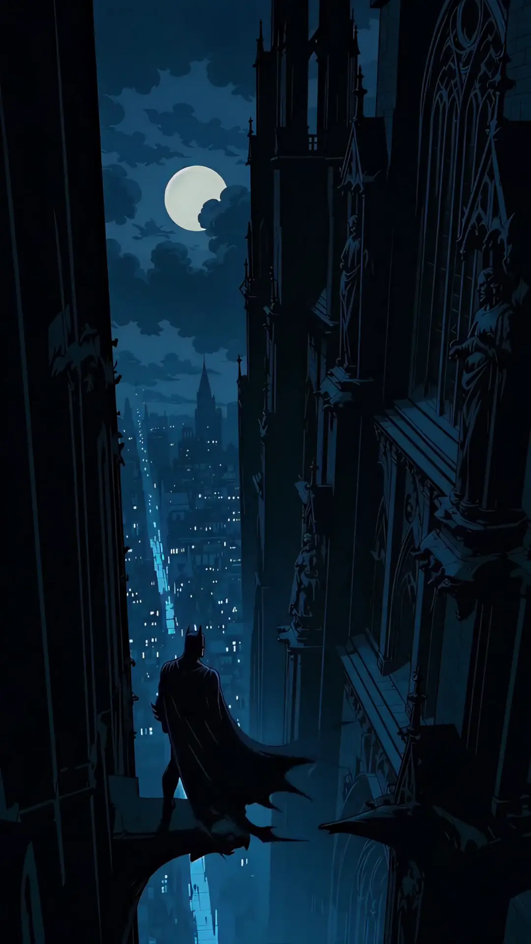 Batman Gotham Rooftop Night 4K Live Wallpaper