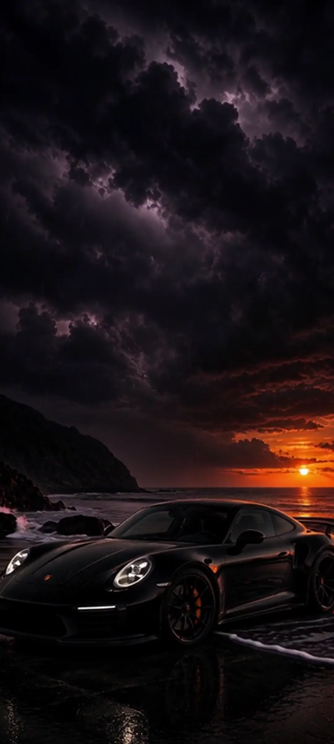Porsche 911 Lightning Storm 4K Live Wallpaper