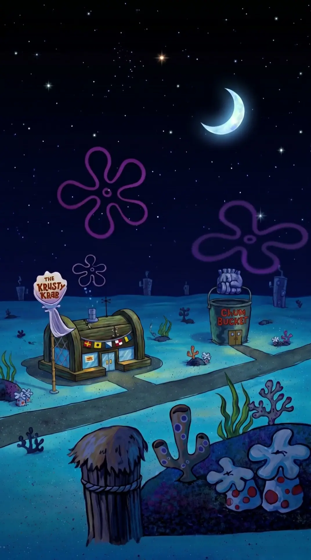 Bikini Bottom Night Scene from Spongebob Squarepants