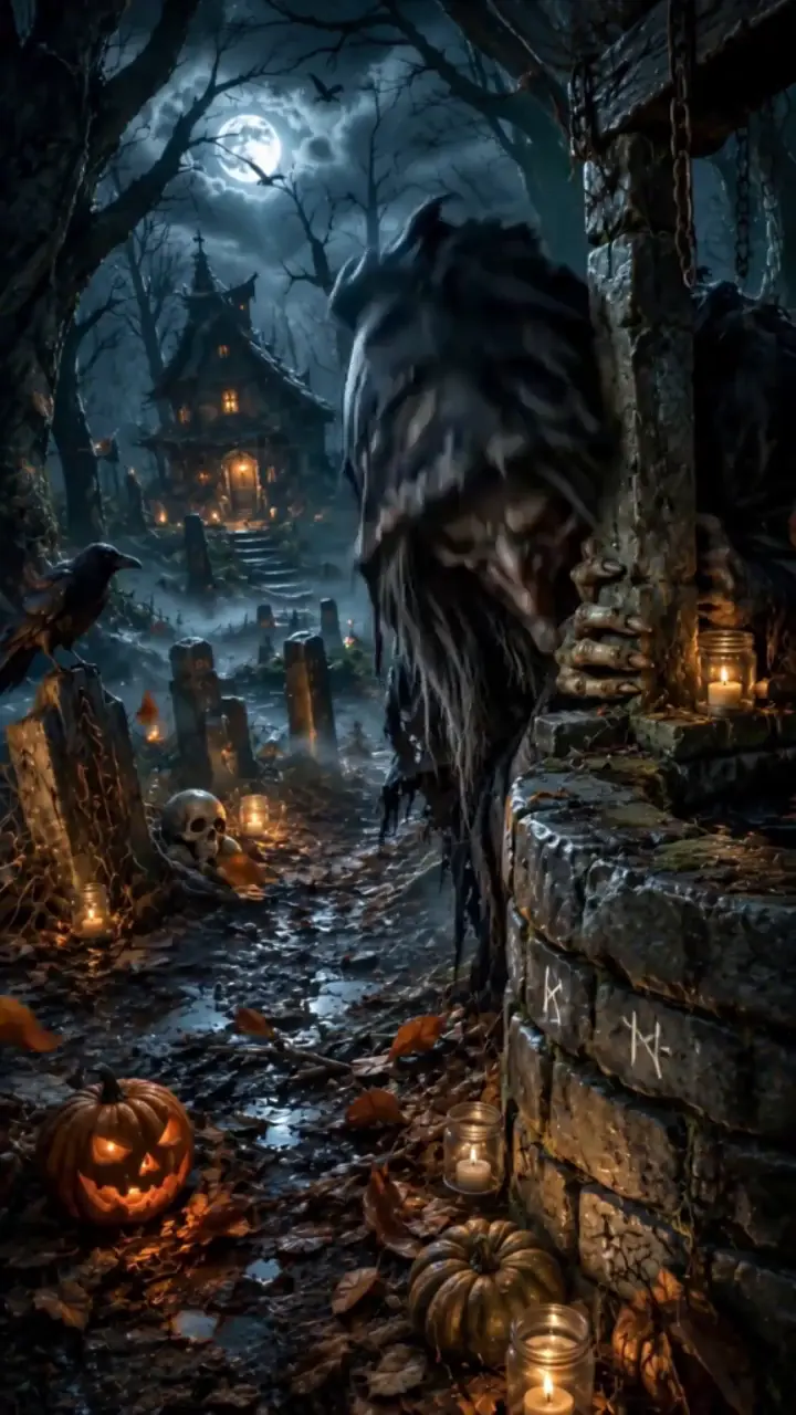 Creepy Witch Graveyard 4K Halloween Live Wallpaper