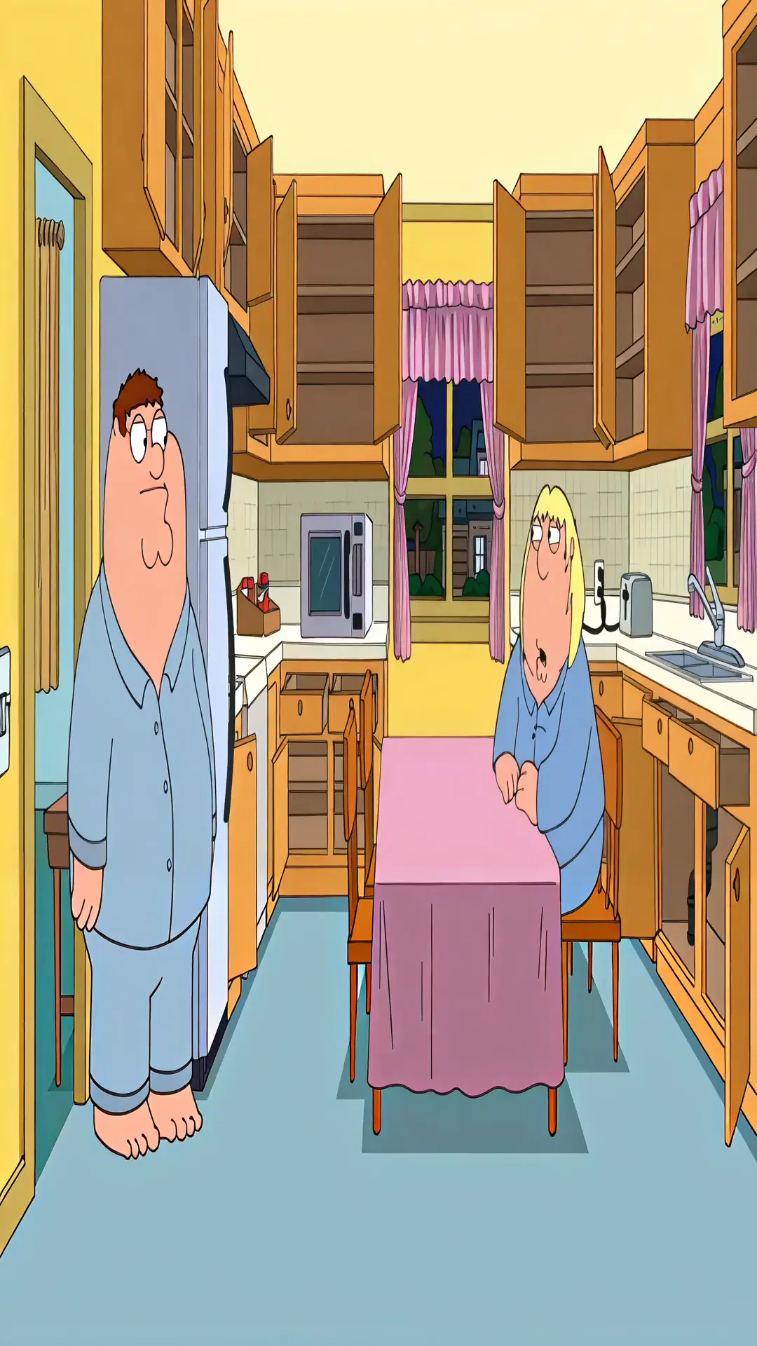 Family Guy Peter and Lois Morning Kitchen 4K Wallpaper