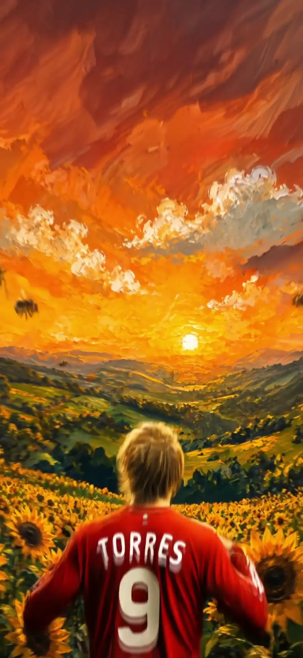 Vibrant Sunflower Field Sunset Football Live Wallpaper