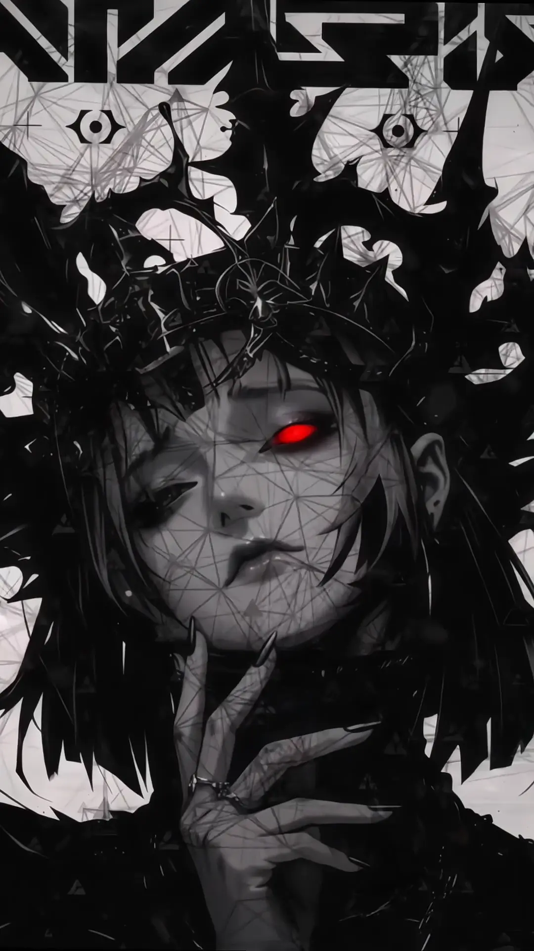 Gothic Anime Girl with Red Eyes Dark AMOLED Wallpaper