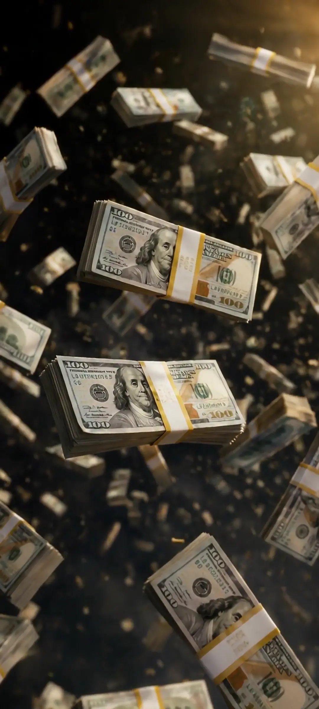Falling Hundred Dollar Bills 4K Live Money Wallpaper