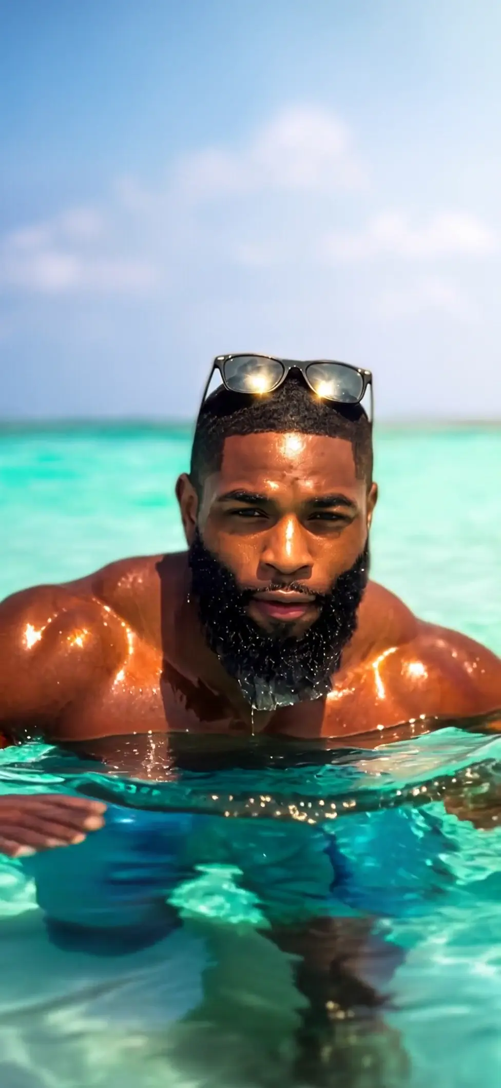 Bearded Man in Ocean Live Wallpaper 4K Summer Meme
