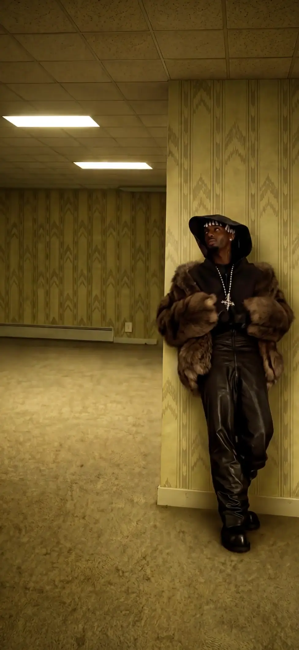 Stylish Rapper in Eerie Backrooms 4K Live Wallpaper