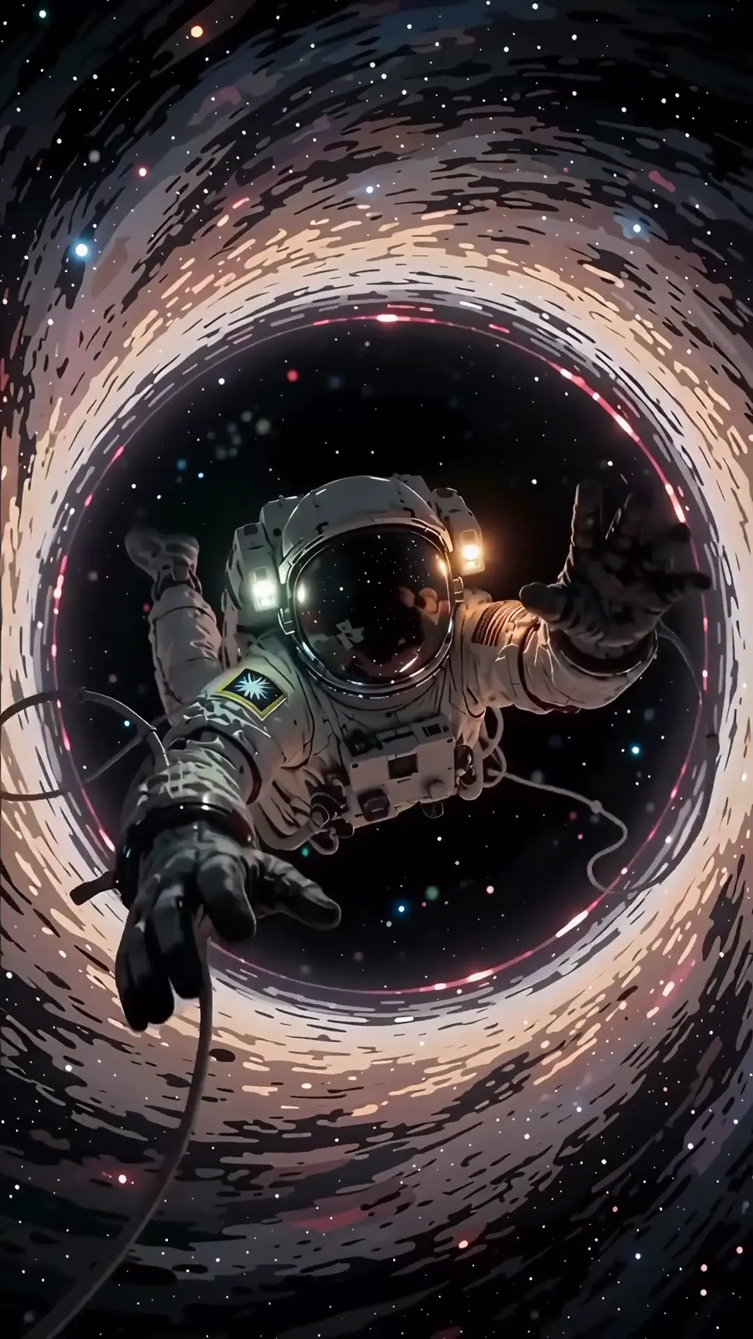 Astronaut Near Black Hole Live Space Wallpaper