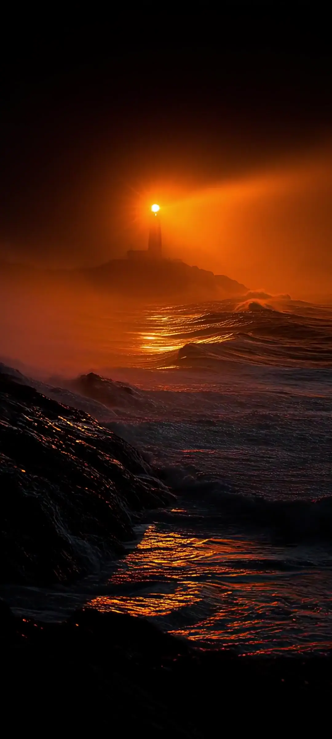 Dramatic Lighthouse and Ocean Waves 4K Nature Wallpaper