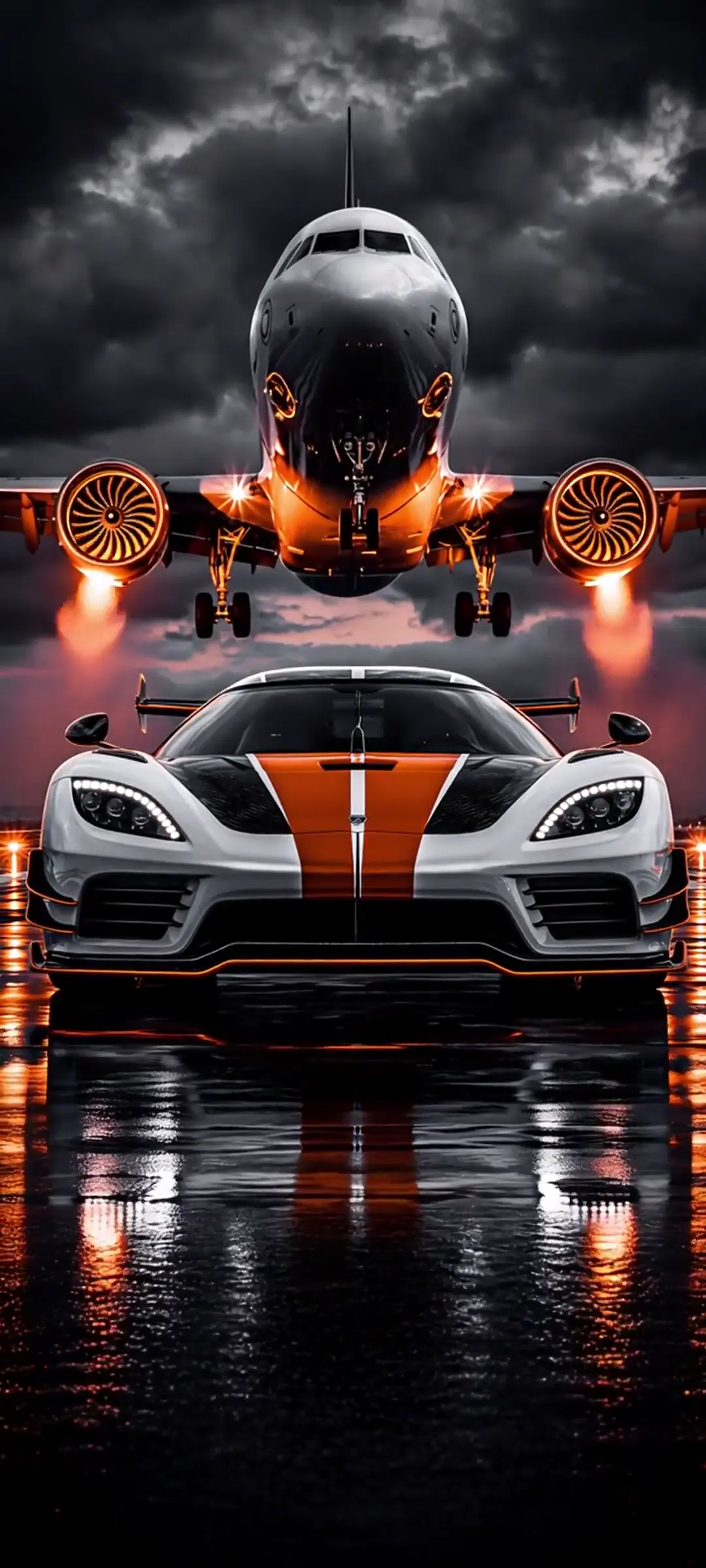 Koenigsegg Jesko and Jet Dramatic 4K Car Wallpaper