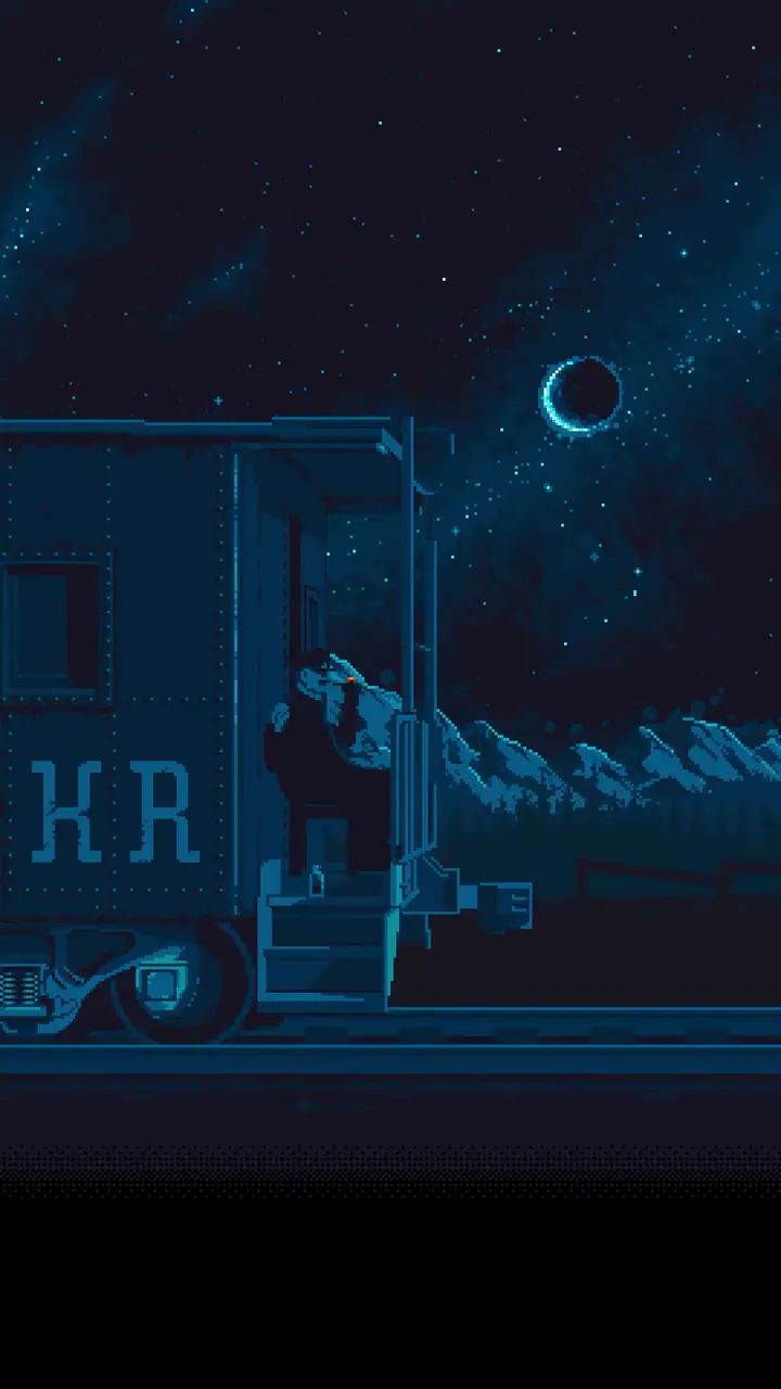 Pixel Art Train Under Starry Night 4K Live Wallpaper