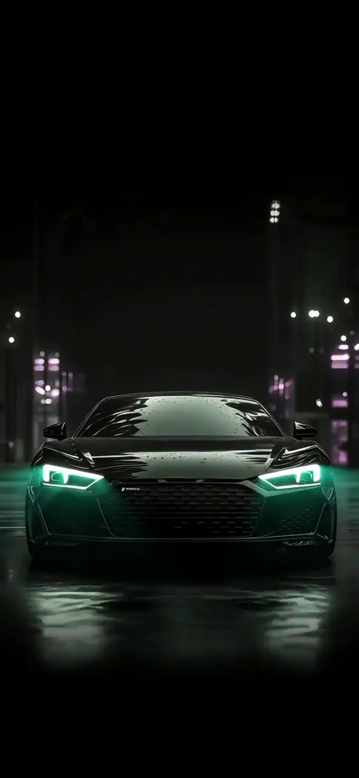 Teal Audi R8 Sports Car Neon Night Live Wallpaper