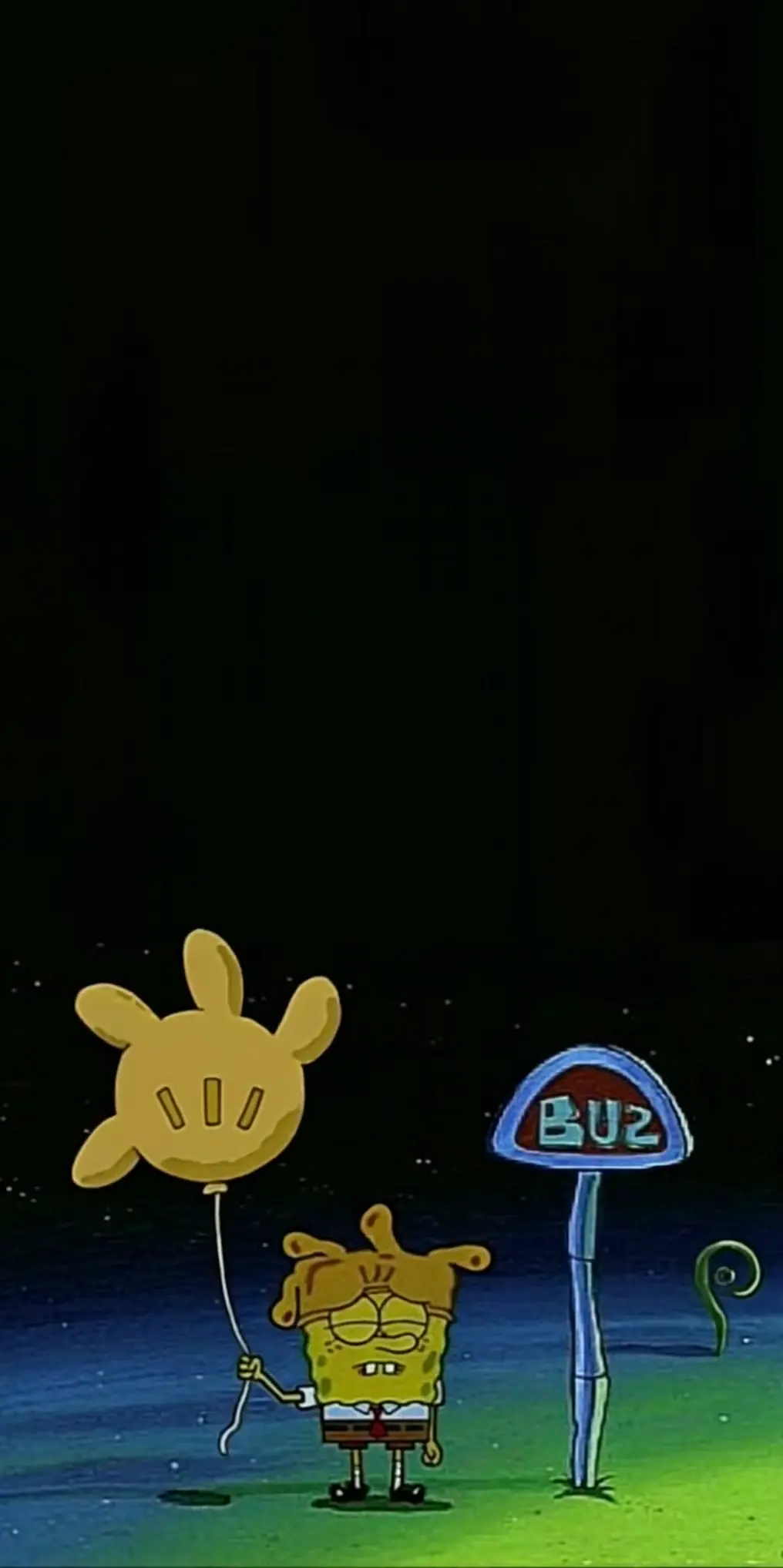 Sad SpongeBob at Bikini Bottom Bus Stop Wallpaper