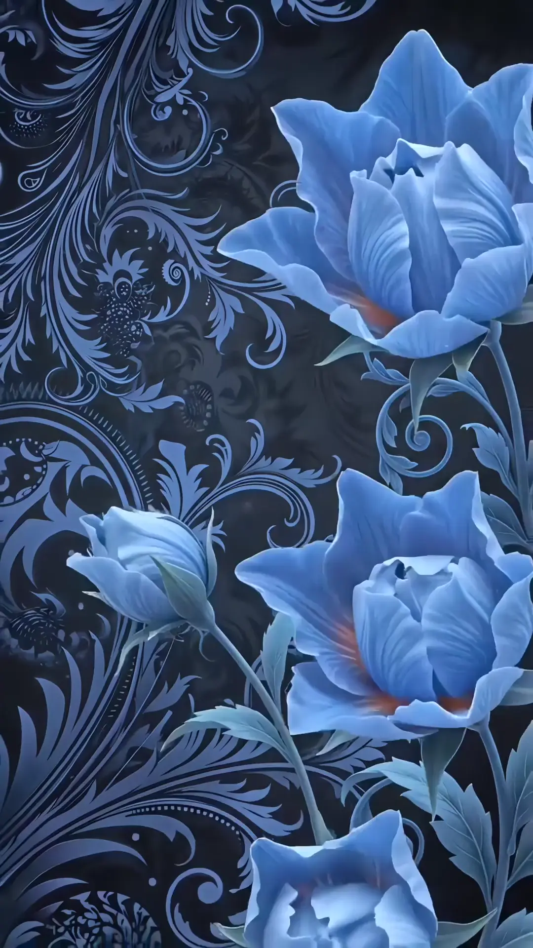 Fantasy Blue Glow Floral Live Wallpaper for iPhone