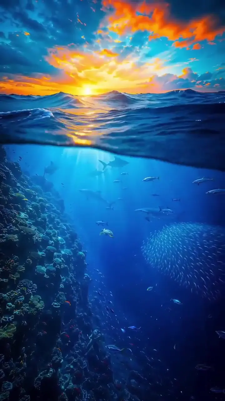 4K Ocean Sharks and Coral Reef Live Nature Wallpaper