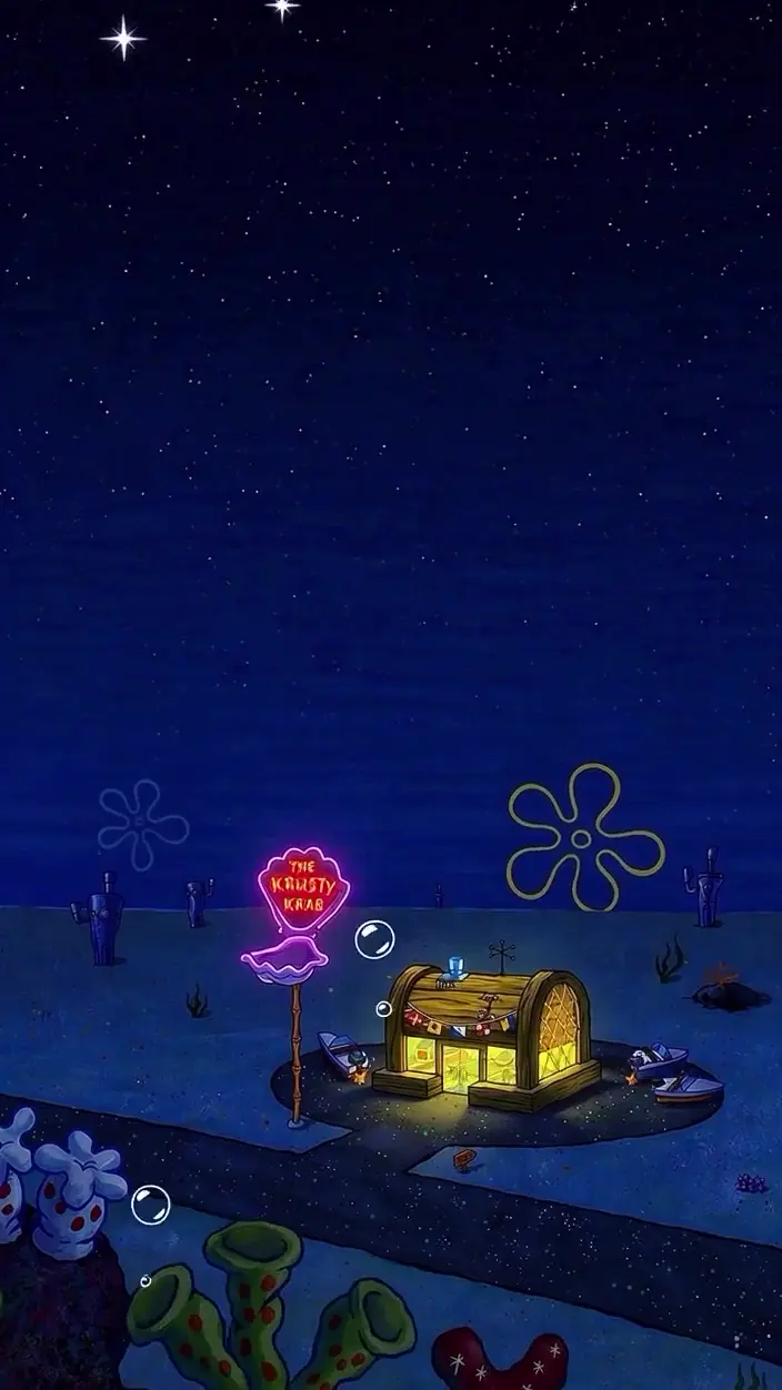 Krusty Krab Neon Night Wallpaper for Spongebob Fans