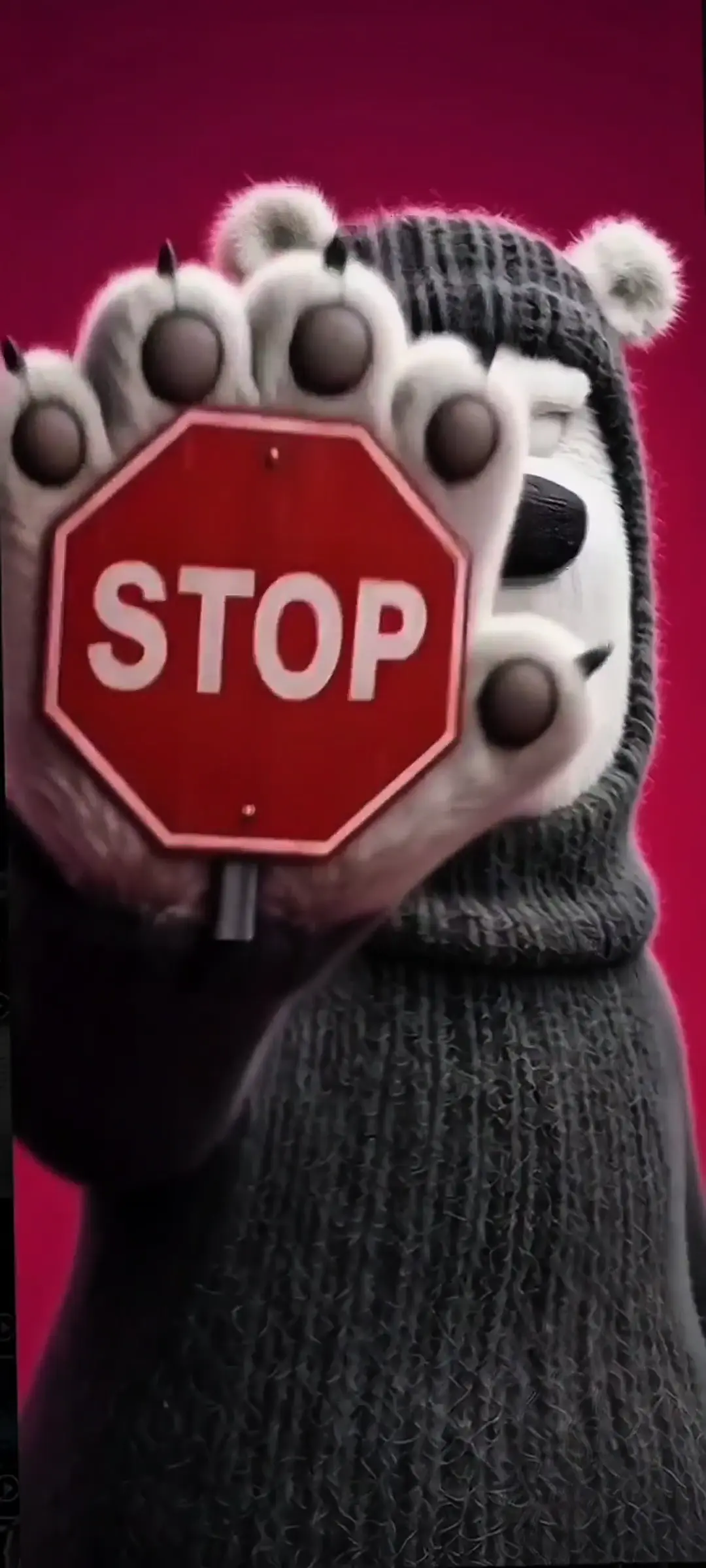 Grumpy Cartoon Bear Holding Stop Sign Wallpaper