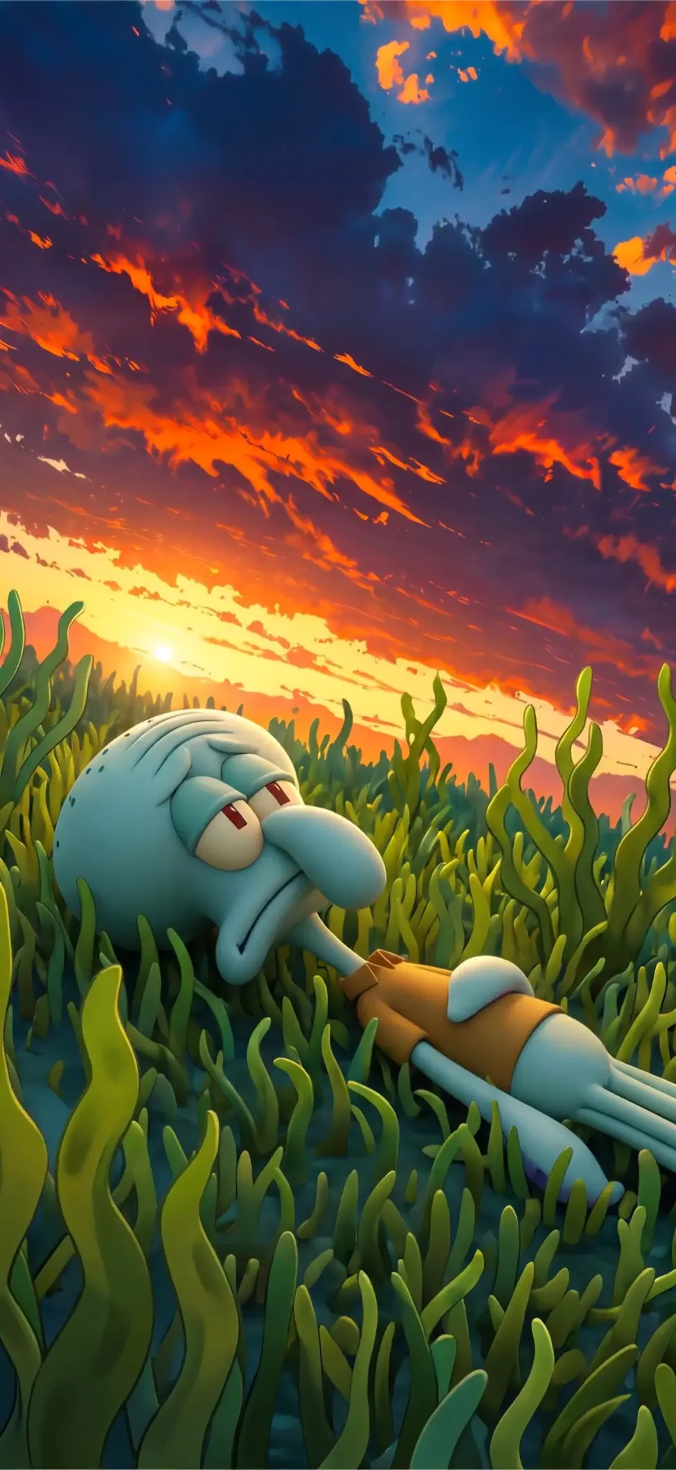 Squidward Melancholy Sunset 4K Live Wallpaper
