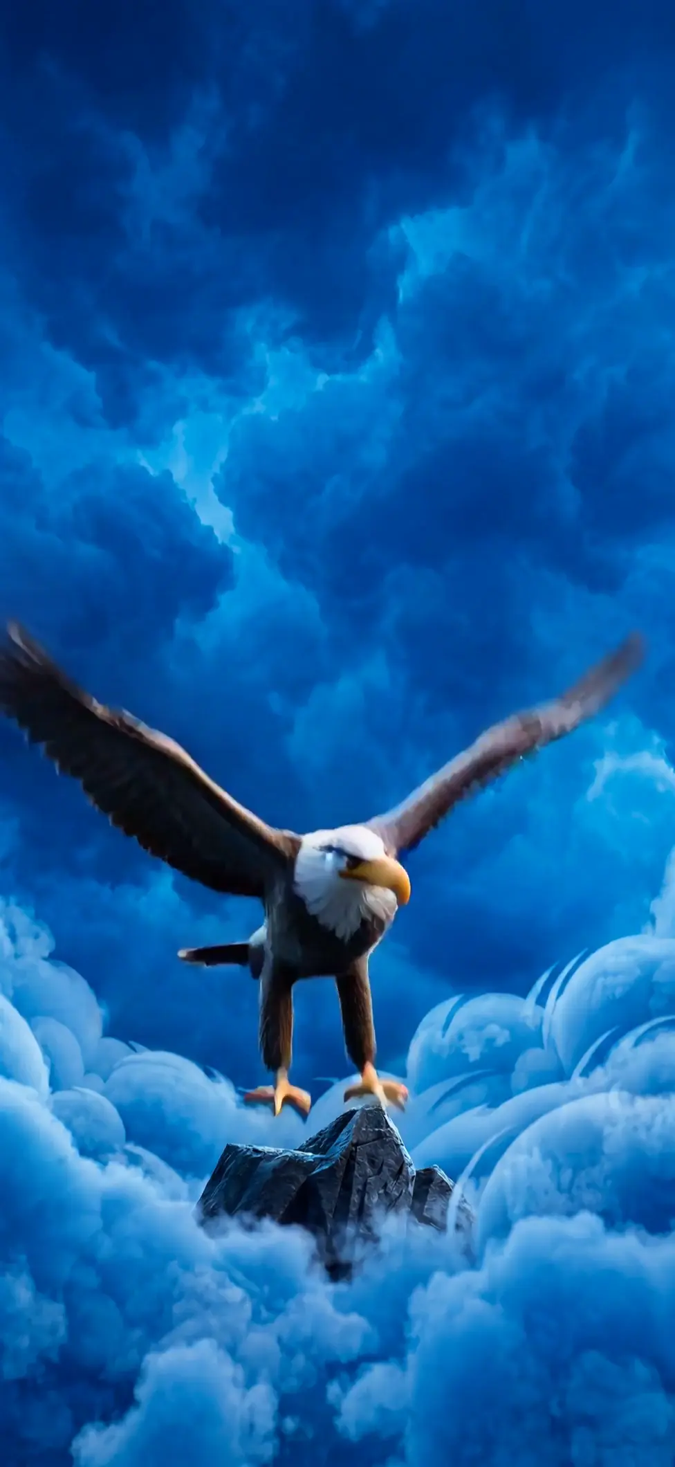 Heroic Muscular Bald Eagle in Dramatic Cloud Wallpaper