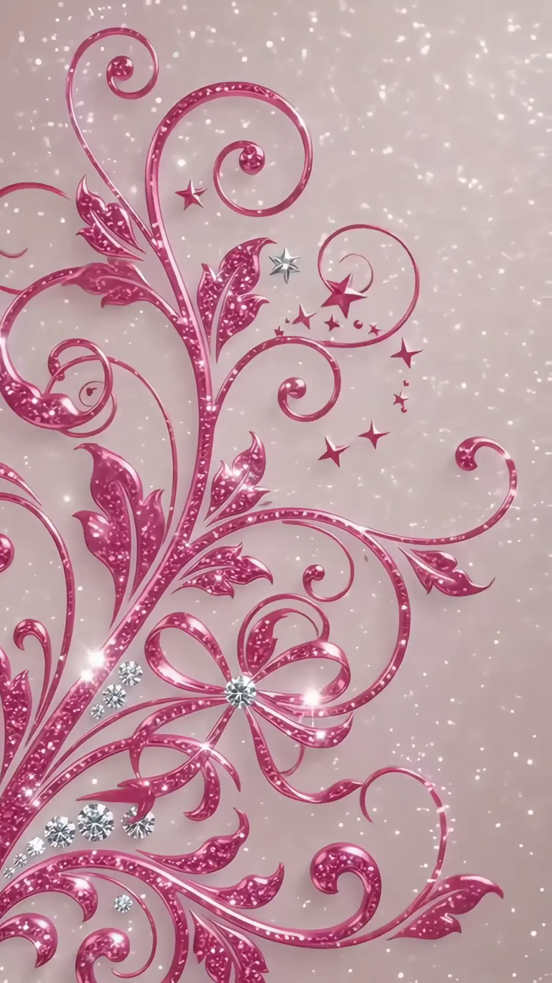 Elegant Pink Glitter Floral Live Wallpaper for Mobile