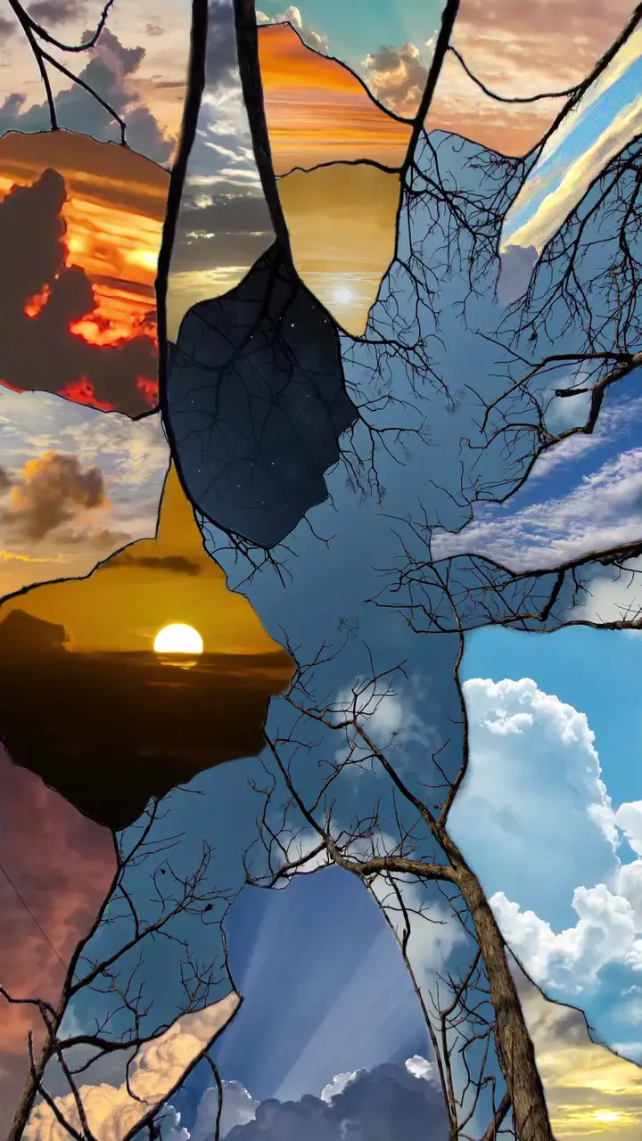 Shattered Sky Nature Collage Live Wallpaper in 4K